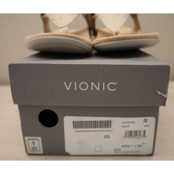 Vionic Women's Sz 7.5M Bone Leather Snake Print Leather T-Strap Sandal $100 - Picture 3 of 10